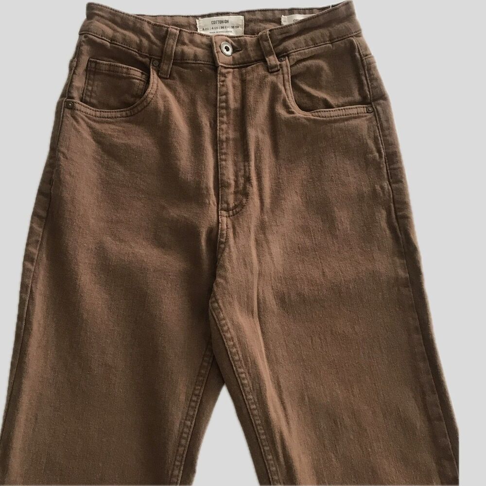 Cotton On Brown Mid Rise Original Flare Bootcut Womens Casual Frayed Hem Jeans 4 - Picture 3 of 7